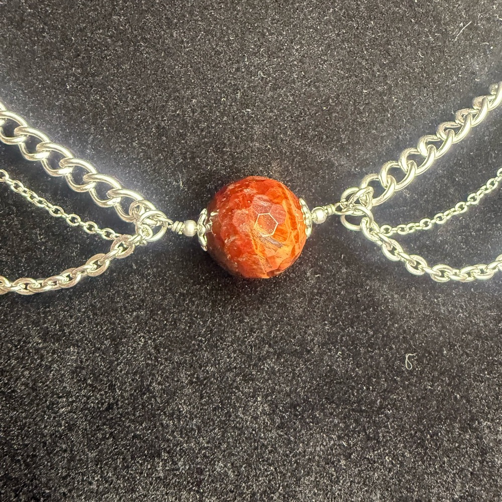 Tigress #2 Red Tigers Iron Eye Faceted Collarbone Necklace Stainless Steel - Picture 5 of 5